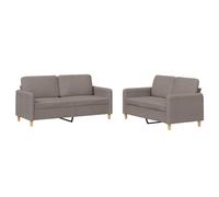 Ensemble de canapés 2 pcs avec coussins Taupe Tissu