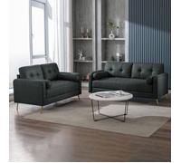 Ensemble de canapés 3+2 places en microfibre anthracite - GLIMAR