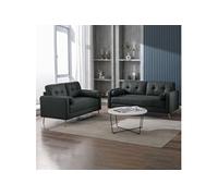 Ensemble de canapés 3+2 places en microfibre anthracite - GLIMAR