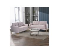 Ensemble de canapés 3+2 places en microfibre gris clair - GLIMAR