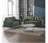 Ensemble de canapés 3+2 places en microfibre kaki - GLIMAR