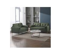 Ensemble de canapés 3+2 places en microfibre kaki - GLIMAR