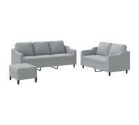 Ensemble de canapés 3 pcs avec coussins Gris clair Tissu