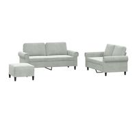 Ensemble de canapés 3 pcs avec coussins Gris clair Velours
