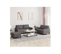 Ensemble de canapés 3 pcs avec coussins Gris Similicuir