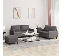 Ensemble de canapés 3 pcs avec coussins Gris Similicuir Gris G
