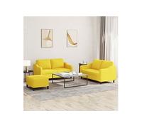 Ensemble de canapés vidaXL avec repose-pied - Jaune Clair