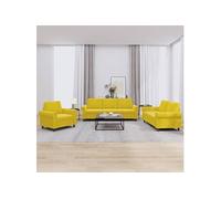 vidaXL Ensemble de canapés 3 pcs avec coussins Jaune Velours 3202176