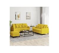 Ensemble de canapés 3 pcs avec coussins Jaune Velours