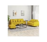 Ensemble de canapés 3 pcs avec coussins Jaune Velours3201736