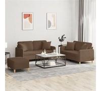 Ensemble de canapés 3 pcs avec coussins marron tissu Marron G