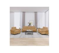 vidaXL Ensemble de canapés 3 pièces avec coussins velours marron