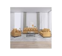vidaXL Ensemble de canapés 3 pcs avec coussins Marron Velours