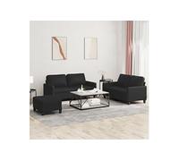 vidaXL Ensemble de canapés 3 pcs avec coussins Noir Similicuir3201413 Noir G