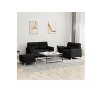 VidaXL Ensemble de canapés 3 pcs Noir Tissu