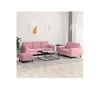 vidaXL Ensemble de canapés 3 pcs avec coussins rose velours3202047 Rose G