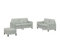 Ensemble de canapés 3 pcs gris clair velours