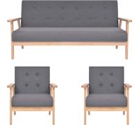 Ensemble de canapés 3 pcs Tissu Gris foncé