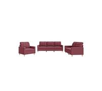 Ensemble de canapés vidaXL 3 pièces avec coussins en Tissu Rouge bordeaux Bordeaux G