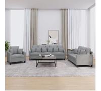 Ensemble de canapés 3 pièces - vidaXL - Coussins gris clair - Tissu polyester - Structure en contreplaqué et métal