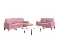Ensemble de canapés 3pcs et coussins et traversins rose velours Rose G