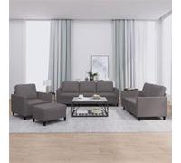 Ensemble de canapés 4 pcs avec coussins Gris Similicuir