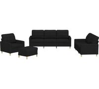 Ensemble de canapés 4 pcs avec coussins Noir Tissu