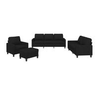 Ensemble de canapés 4 pcs avec coussins Noir Tissu