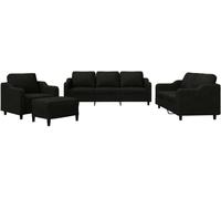 Ensemble de canapés 4 pcs avec coussins Noir Tissu