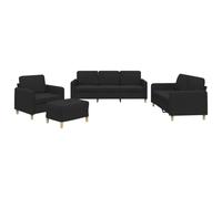 Ensemble de canapés 4 pcs avec coussins Noir Tissu