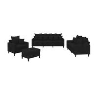 Ensemble de canapés 4 pcs avec coussins Noir Velours