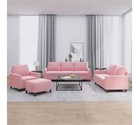 Ensemble de canapés 4 pcs avec coussins Rose Velours Rose G