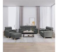 Ensemble de canapés 4 pcs coussins gris foncé tissu Gris foncé G
