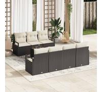 vidaXL – Ensemble de canapés 8 pièces en rotin synthétique avec coussins, noir et crème