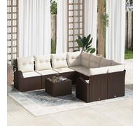 vidaXL Ensemble de canapés 9 pièces en polyrotin avec coussins, beige et gris