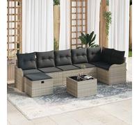 vidaXL Ensemble de salon de jardin 8 pièces 7 places gris clair en résine tressée