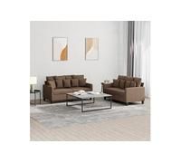 vidaXL Ensemble de Canapés avec Coussins 2 pcs, Canapés avec Accoudoirs et Dossier, Ensemble de Meubles, Mobilier de Salon, Moderne, Marron Tissu 3201651 Marron G