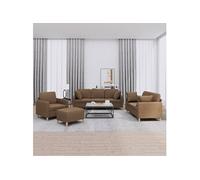 Ensemble de Canapés avec Coussins 4 pcs, Canapés avec Accoudoirs, Ensemble de Meubles avec Repose-pieds Salon, Moderne, Marron Tissu