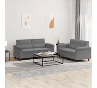 Ensemble de Canapés avec Coussins Salon 2 pcs Gris Clair Tissu Microfibre vidaXL