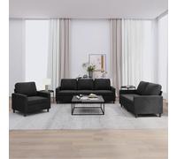 vidaXL Ensemble de canapés 3 pièces avec coussins, accoudoirs rembourrés – Noir velours