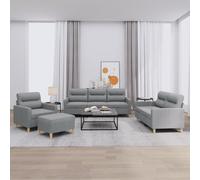 Ensemble de Canapés avec Coussins Sièges Salon 3 pcs Jaune Clair Tissu vidaXL