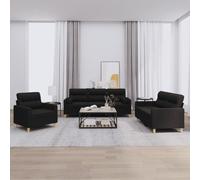 Ensemble de Canapés avec Coussins Sièges Salon 3 pcs Jaune Clair Tissu vidaXL