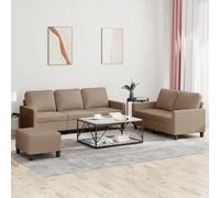 vidaXL Ensemble de canapés Cappuccino similicuir avec coussins 2 pièces