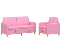 Ensemble de canapés avec rangement, 2 pièces, polyester rose