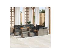 Ensemble de canapés de jardin vidaXL avec coussins, 18 pièces, gris, en polyrotin
