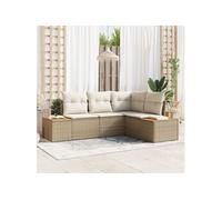 Ensemble de canapé de jardin vidaXL, 5 pièces, beige, en polyrotin