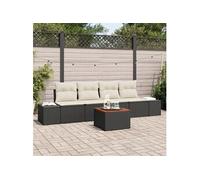 vidaXL Ensemble de canapé de jardin avec coussins 5 pcs noir poly rotin