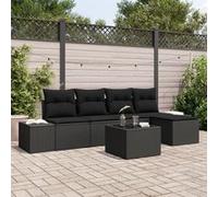 Ensemble de Canapés de Jardin 6 Pièces avec Coussins Beige Poly Rattan Beige