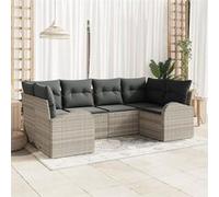 Ensemble de canapés de jardin vidaXL avec coussins, 6 pièces, gris clair, en polyrotin