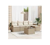 Ensemble de canapés de jardin 6 pièces avec coussins marron en rotin synthétique